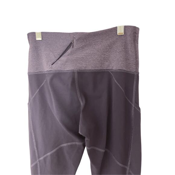Lululemon Rebel Runner Crop Grape Stripe Zip Ankle Leggings SZ 4 Pedal Pusher - Picture 8 of 9
